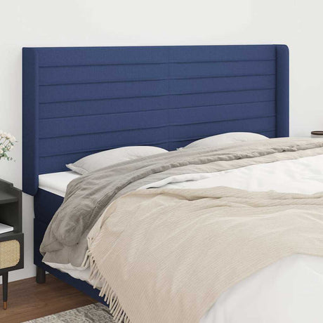 Vidaxl hoofdbord met randen 203x16x118 128 cm stof blauw