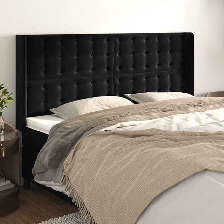 Vidaxl hoofdbord met randen 163x16x118 128 cm fluweel zwart