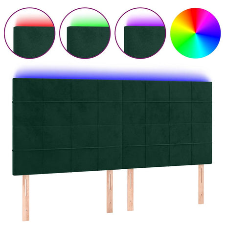 Vidaxl hoofdbord led 200x5x118 128 cm fluweel donkergroen