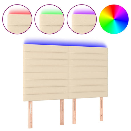 Vidaxl hoofdbord led 144x5x118 128 cm stof crèmekleurig