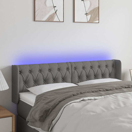 Vidaxl hoofdbord led 147x16x78 88 cm stof donkergrijs