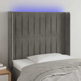 Vidaxl hoofdbord led 103x16x118 128 cm fluweel lichtgrijs