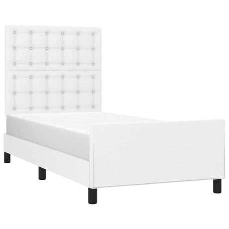 Vidaxl bedframe met hoofdbord kunstleer wit 90x200 cm