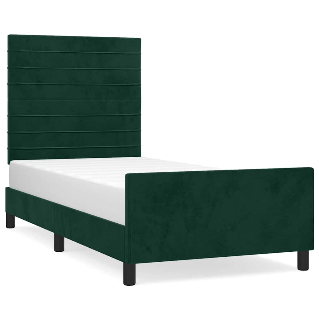 Vidaxl bedframe zonder matras 100x200 cm fluweel donkergroen
