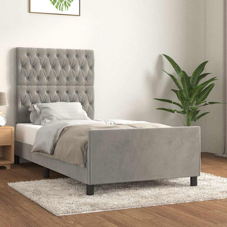 Vidaxl bedframe zonder matras 90x200 cm fluweel lichtgrijs