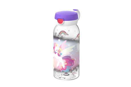 Mepal drinkfles met flipdop campus - 600 ml - waterfles kinderen - lekdicht - hygiënische deksel - unicorn glow
