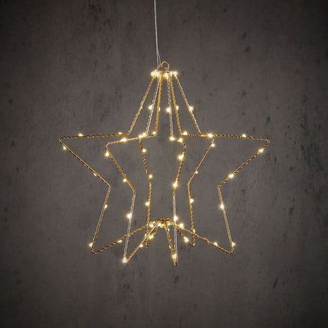 Overige merken ster hangend 60 leds warm wit 32x30 cm goud