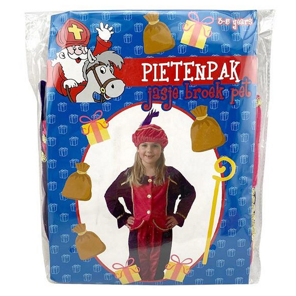 Sinterklaas Verkleedset Pietenpak Paars-Roze 3-5 Jaar