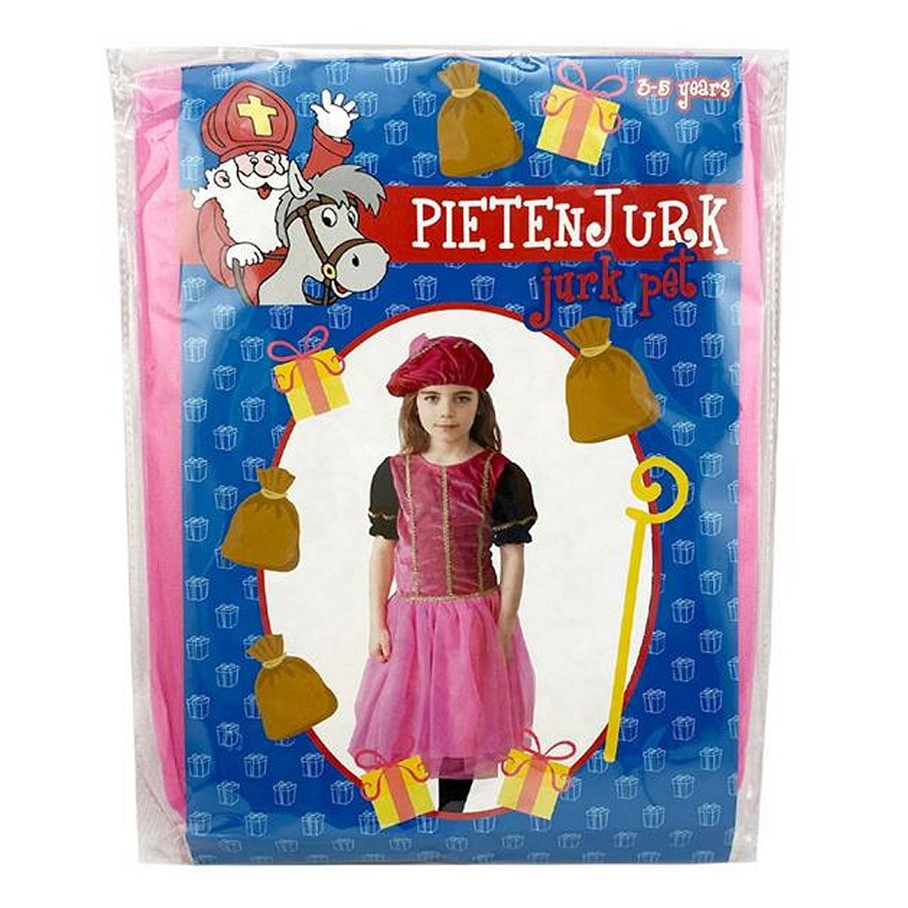 Sinterklaas Verkleedset Pietenjurk Roze Paars 3-5 Jaar