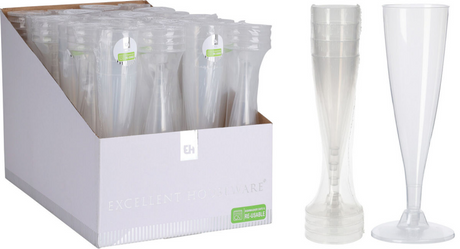 Re-usable transparant champagneglas pp 130ml set 4 stuks