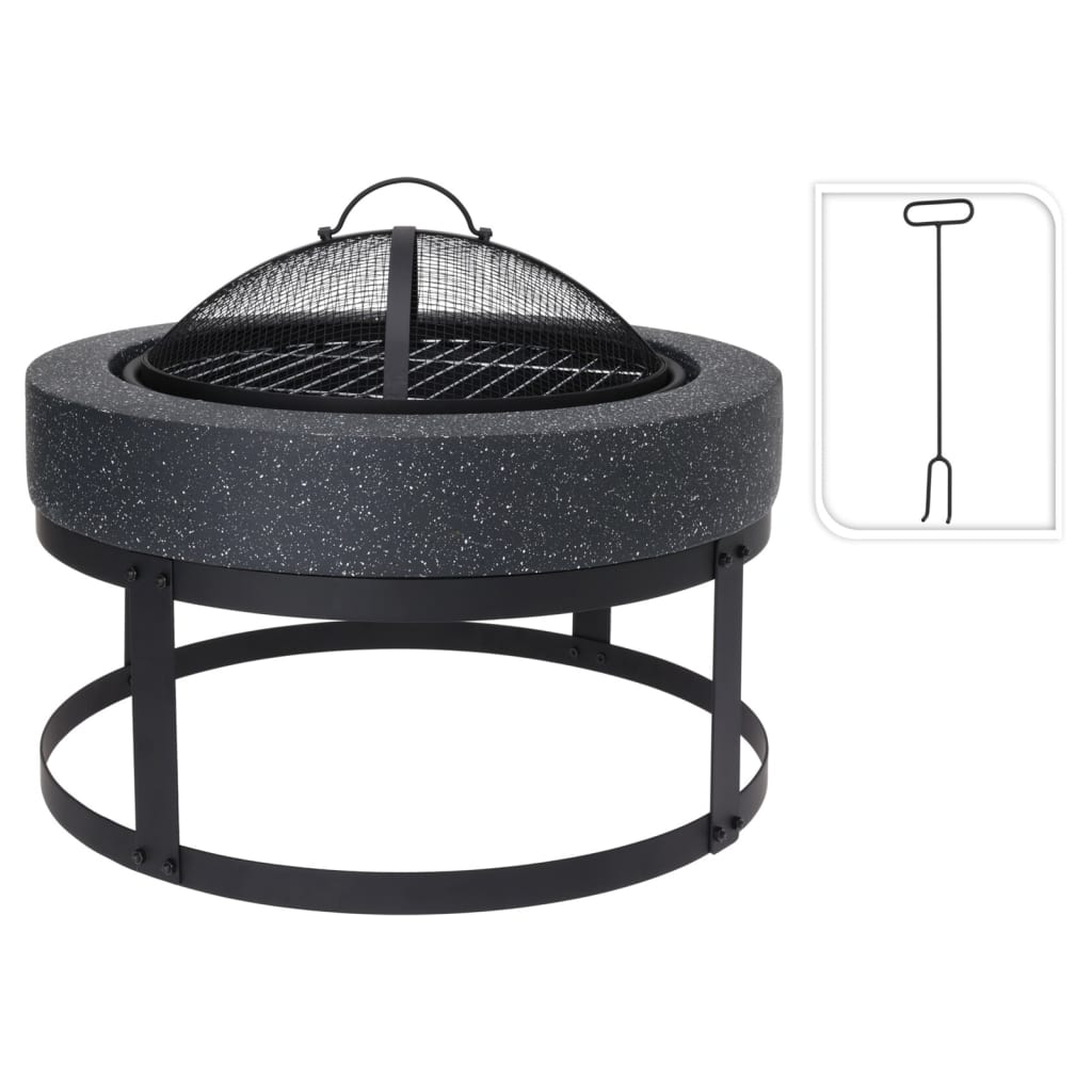 ProGarden ProGarden Vuurschaal met grill rond 50,5x50,5x37 cm zwart