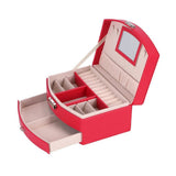 No brand juwelenbox deluxe roze sieradendoosje met spiegel en lade.