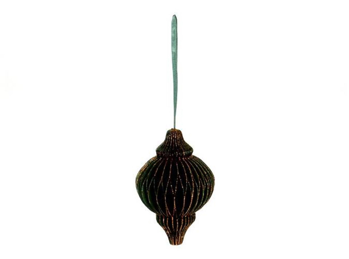 Hbx natural living kerstbal uivorm 15cm groen karton