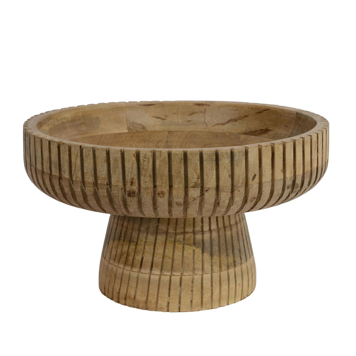 Decoris schaal op voet mangohout 29x29x17cm