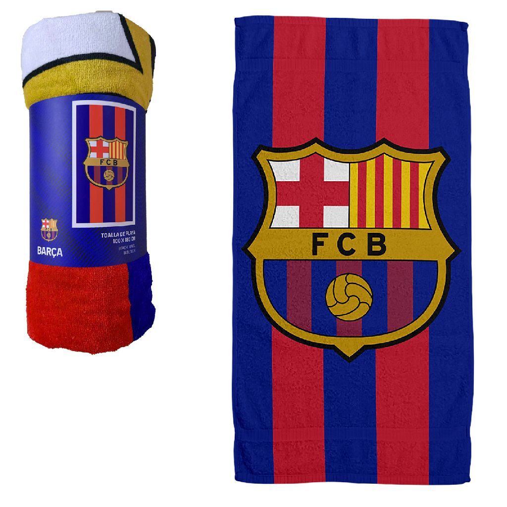 Overige Merken FC Barcelona Badlaken 100x180 cm Blauw Rood