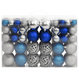 VidaXL Kerstballen 100 st 3 4 6 cm blauw en zilverkleurig