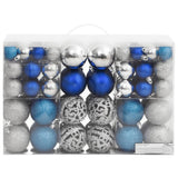 VidaXL Kerstballen 100 st 3 4 6 cm blauw en zilverkleurig