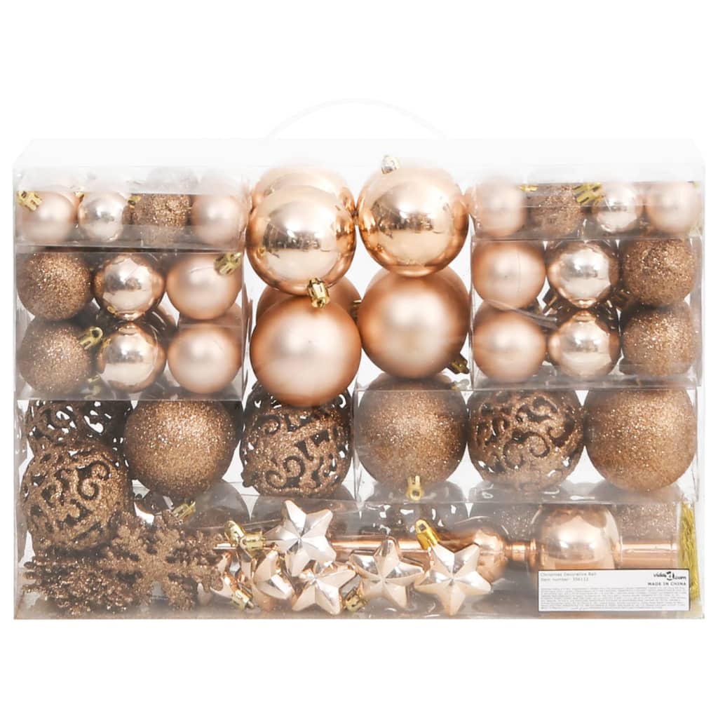 VidaXL 111-delige Kerstballenset polystyreen roségoud