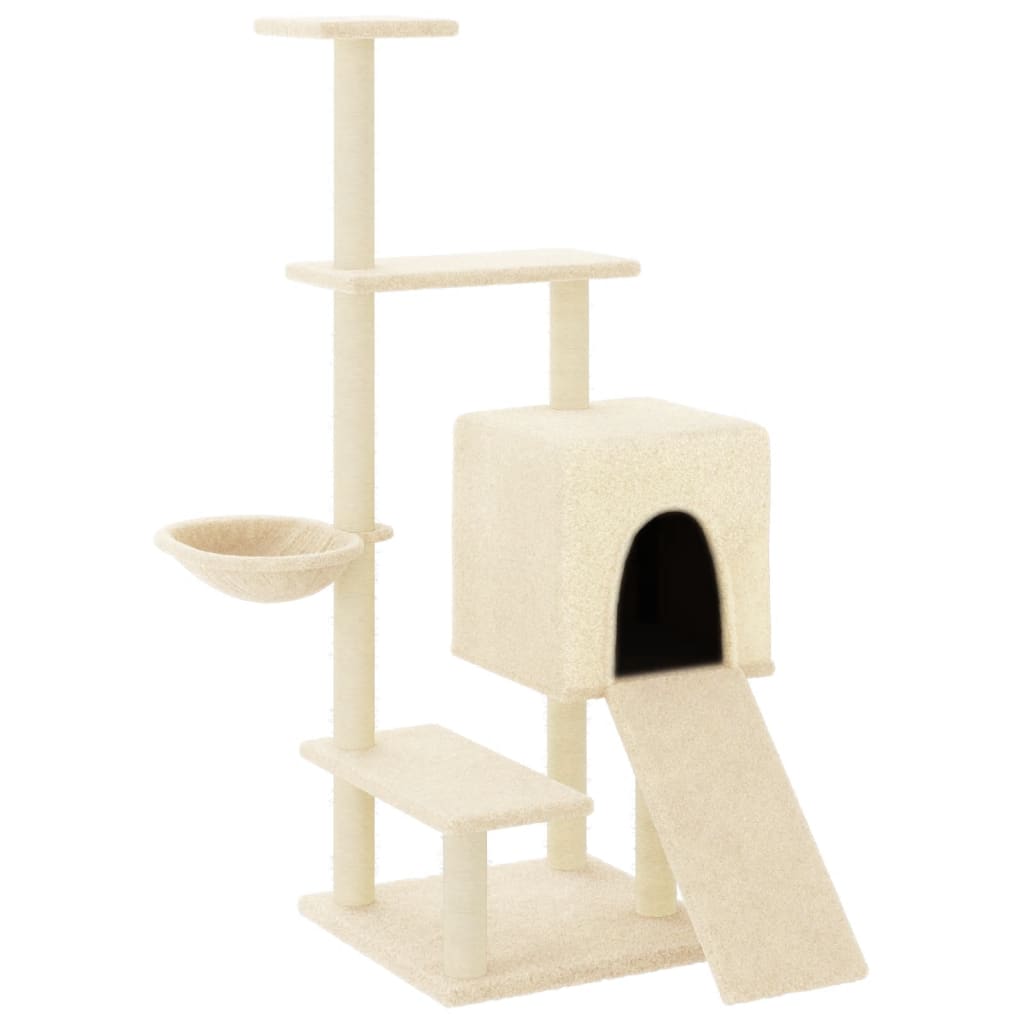 Vidaxl kattenmeubel met sisal krabpalen 130,5 cm crèmekleurig