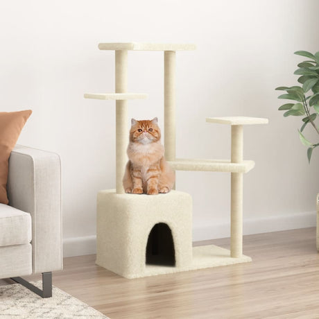 Vidaxl kattenmeubel met sisal krabpalen 107,5 cm crèmekleurig