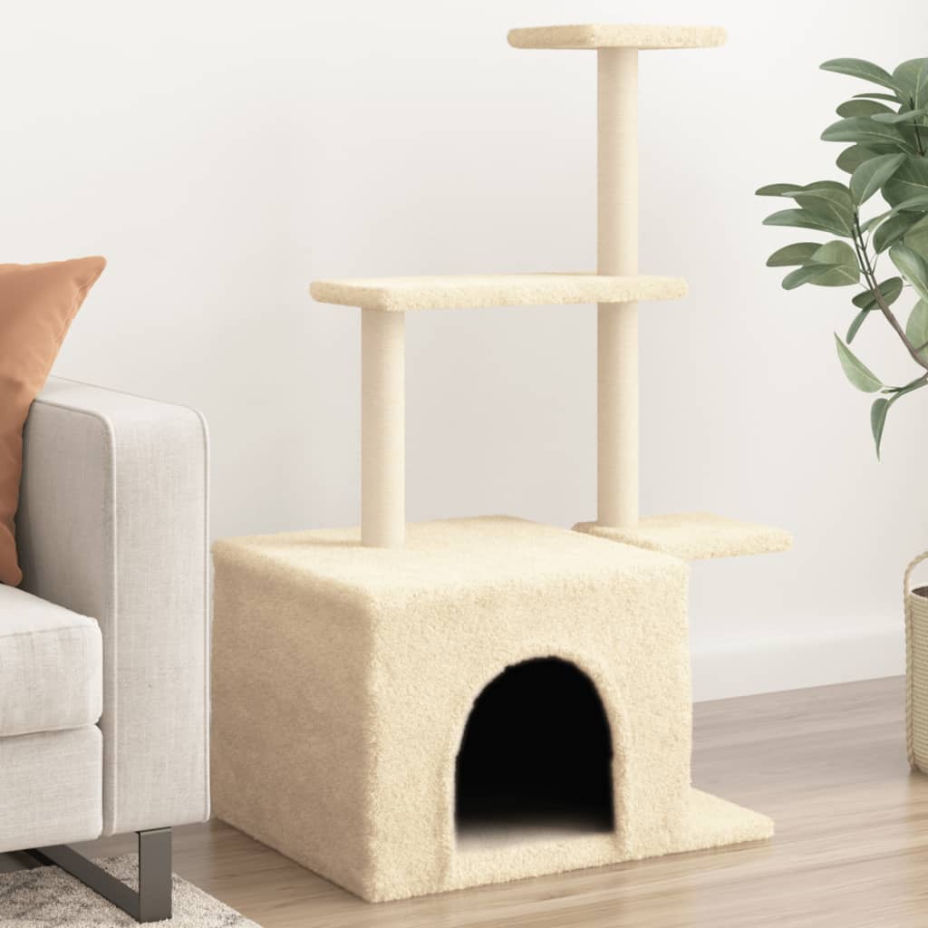 Vidaxl kattenmeubel met sisal krabpalen 110 cm crèmekleurig