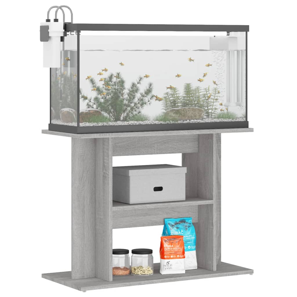 Vidaxl aquariumstandaard 80x35x60 cm bewerkt hout betongrijs