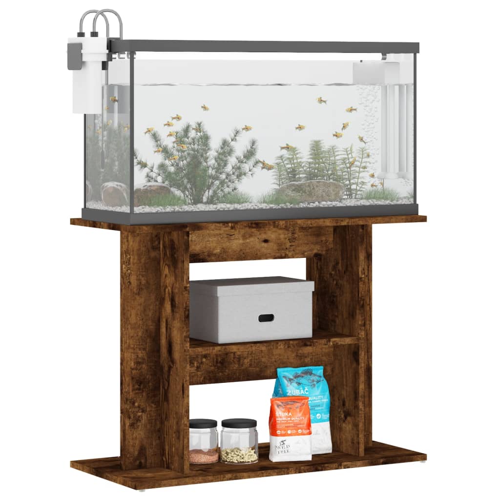 VidaXL Aquariumstandaard 80x35x60 cm bewerkt hout gerookt eikenkleurig