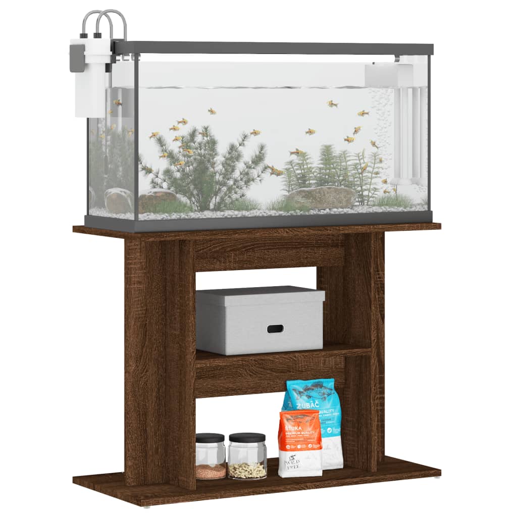 VidaXL Aquariumstandaard 80x35x60 cm bewerkt hout bruin eikenkleur