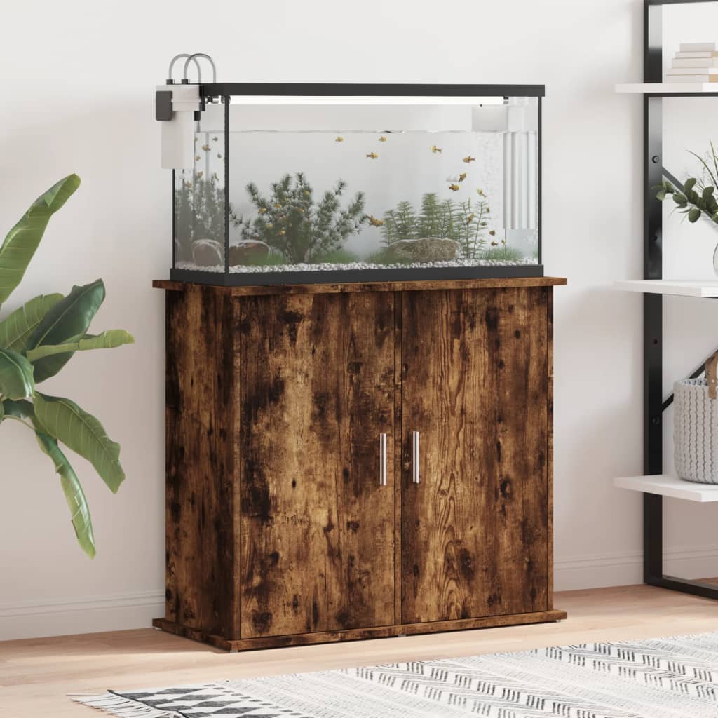 VidaXL Aquariumstandaard 81x36x73 cm bewerkt hout gerookt eikenkleurig