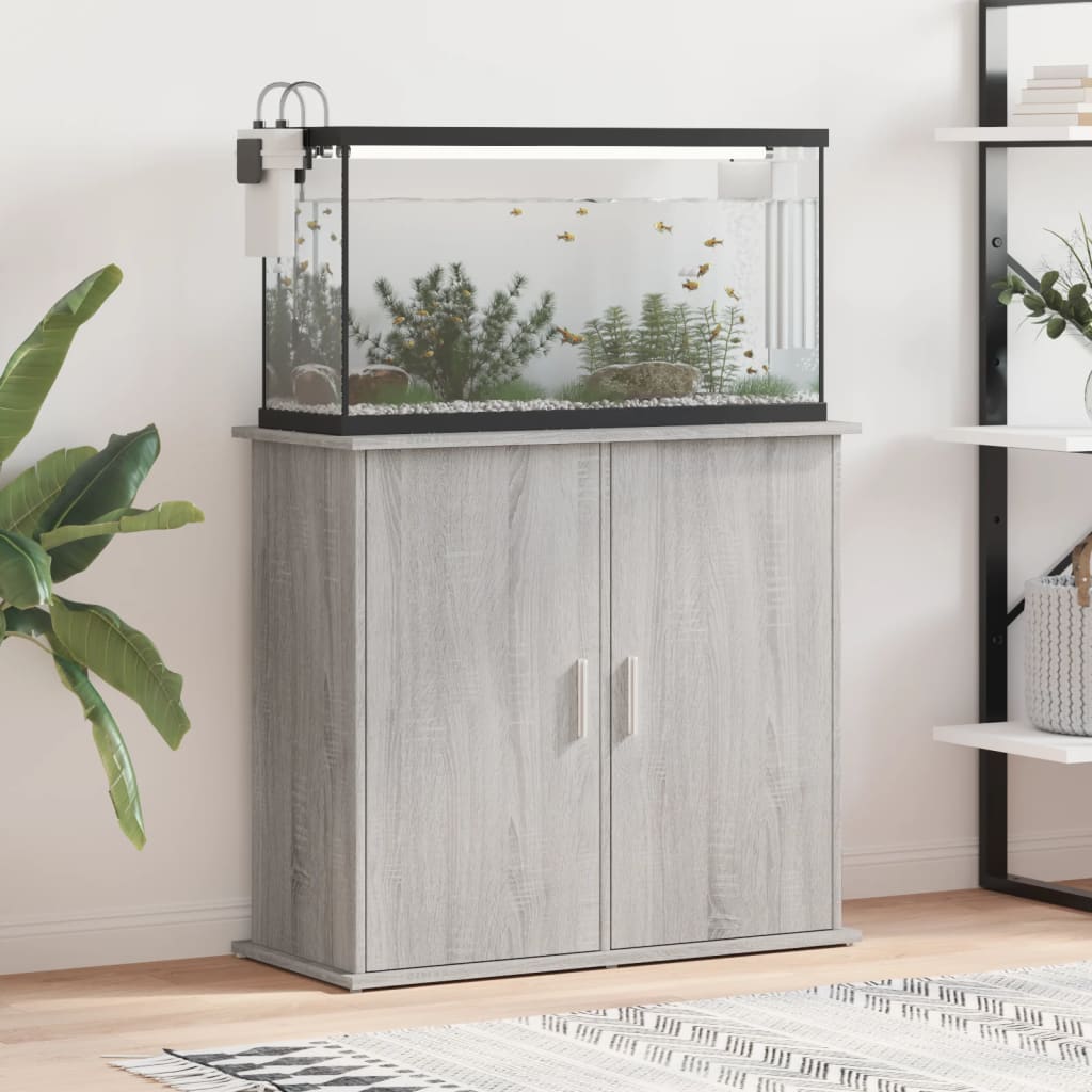 VidaXL Aquariumstandaard 81x36x73 cm bewerkt hout grijs sonoma eiken