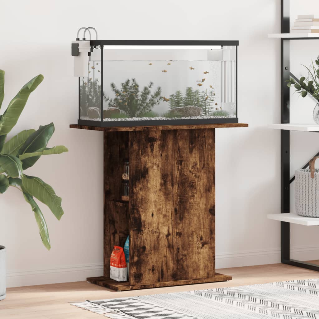 VidaXL Aquariumstandaard 75x36x72,5 cm bewerkt hout gerookt eiken