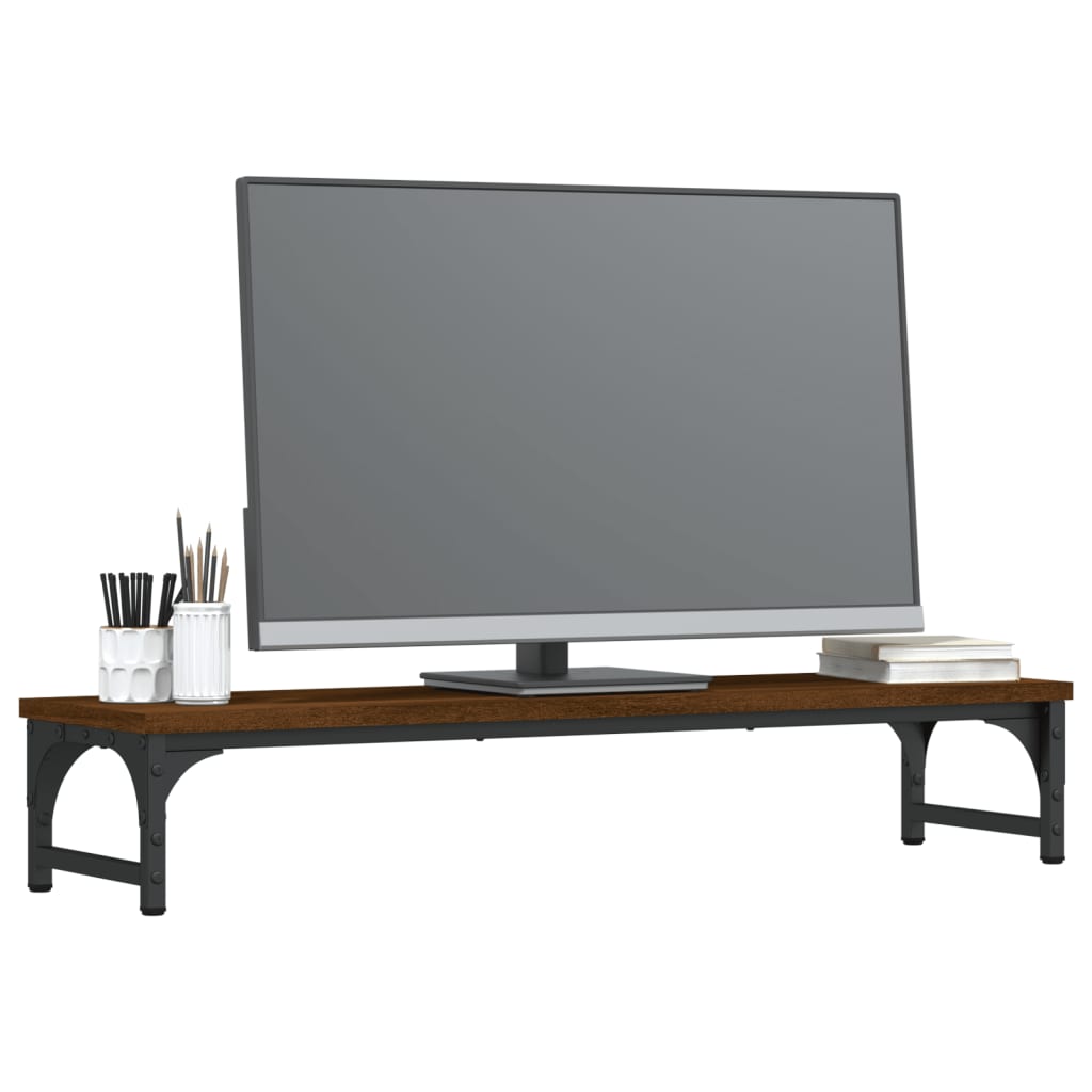 VidaXL Monitorstandaard 85x23x15,5 cm bewerkt hout bruin eikenkleur