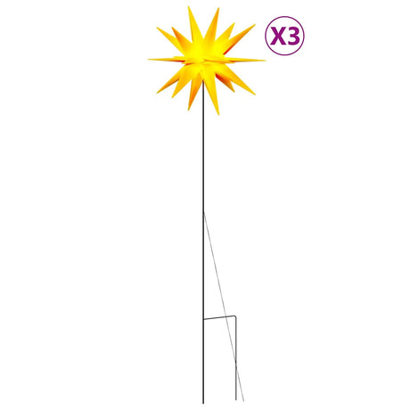 Vidaxl kerstlampen met grondpin en led's 3 st 35 cm geel