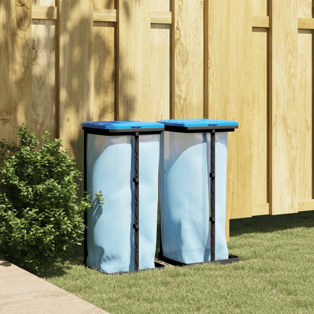 VidaXL Vuilniszakhouders 2 st 60 L PP zwart en blauw