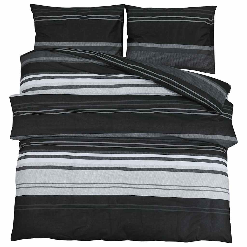 Vidaxl dekbedovertrekset 200x220 cm katoen zwart en wit