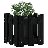 VidaXL Plantenbak met hekontwerp 30x30x30 cm massief grenenhout zwart