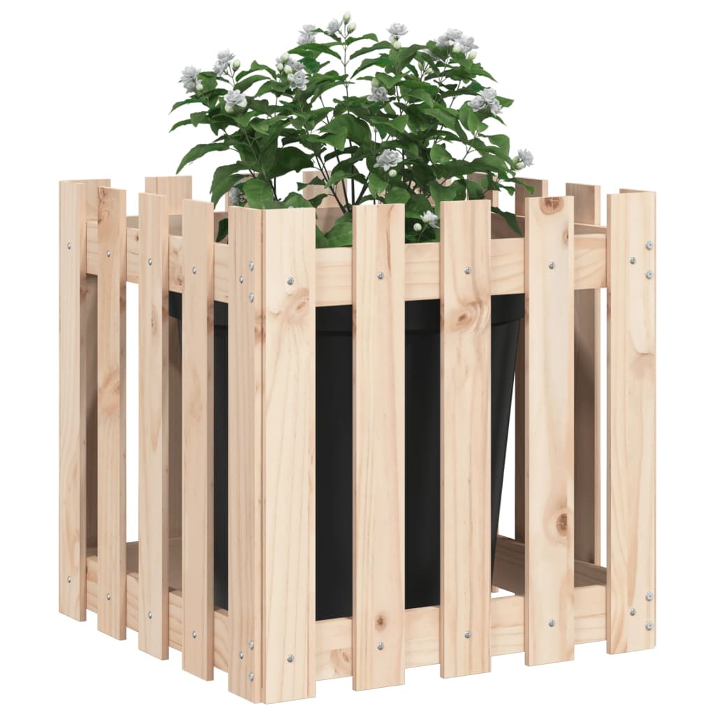 Vidaxl plantenbak met hekontwerp 50x50x50 cm massief grenenhout