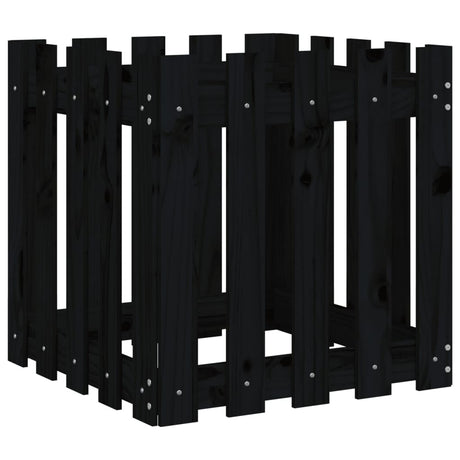 Vidaxl plantenbak met hekontwerp 50x50x50 cm massief grenenhout zwart
