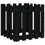 Vidaxl plantenbak met hekontwerp 50x50x50 cm massief grenenhout zwart