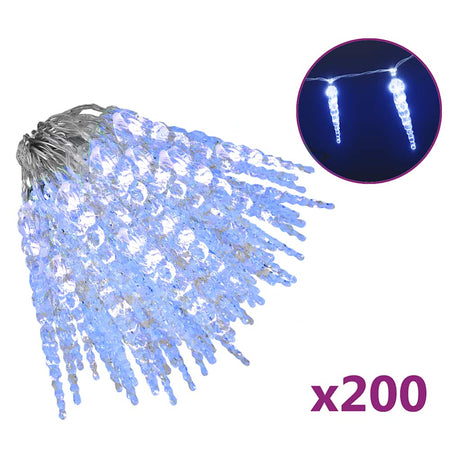 Vidaxl kerstverlichting ijspegels 200 blauwe led's 20 m acryl pvc