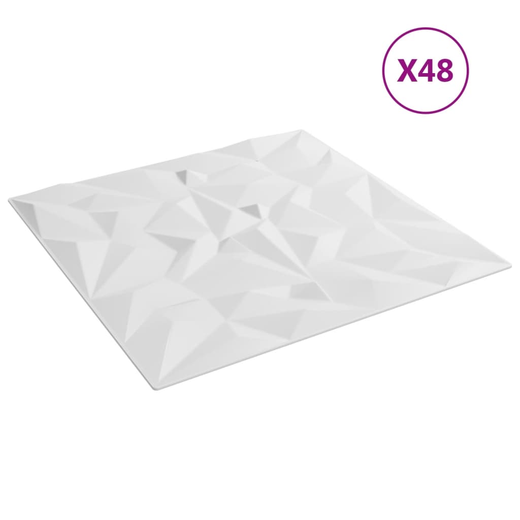 VidaXL 48 st Wandpanelen amethist 12 m² 50x50 cm XPS wit