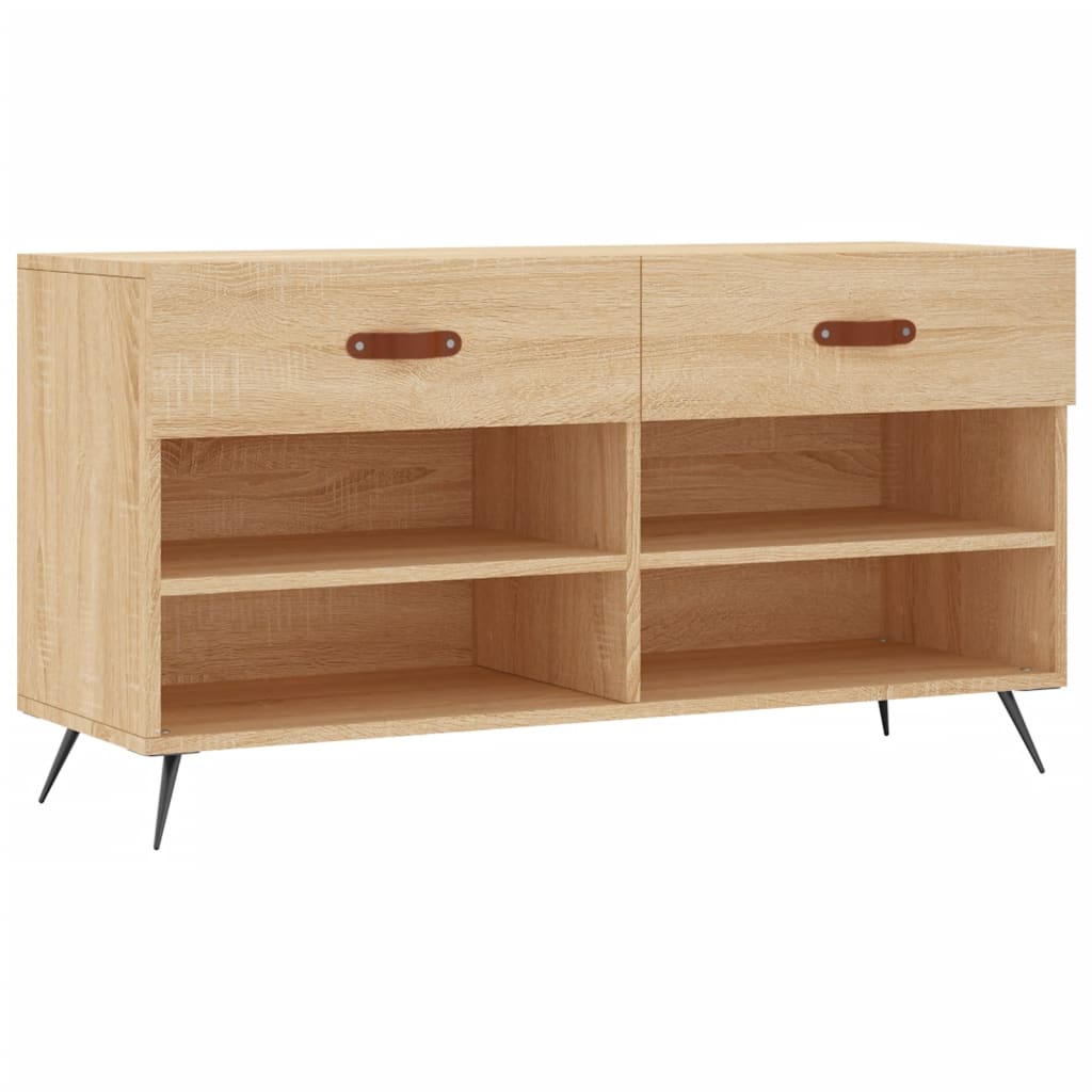 Vidaxl schoenenbank 102x35x55 cm bewerkt hout sonoma eikenkleurig