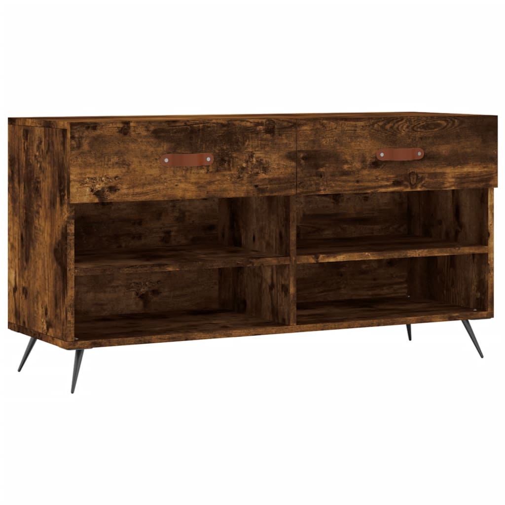 Vidaxl schoenenbank 102x35x55 cm bewerkt hout gerookt eikenkleurig