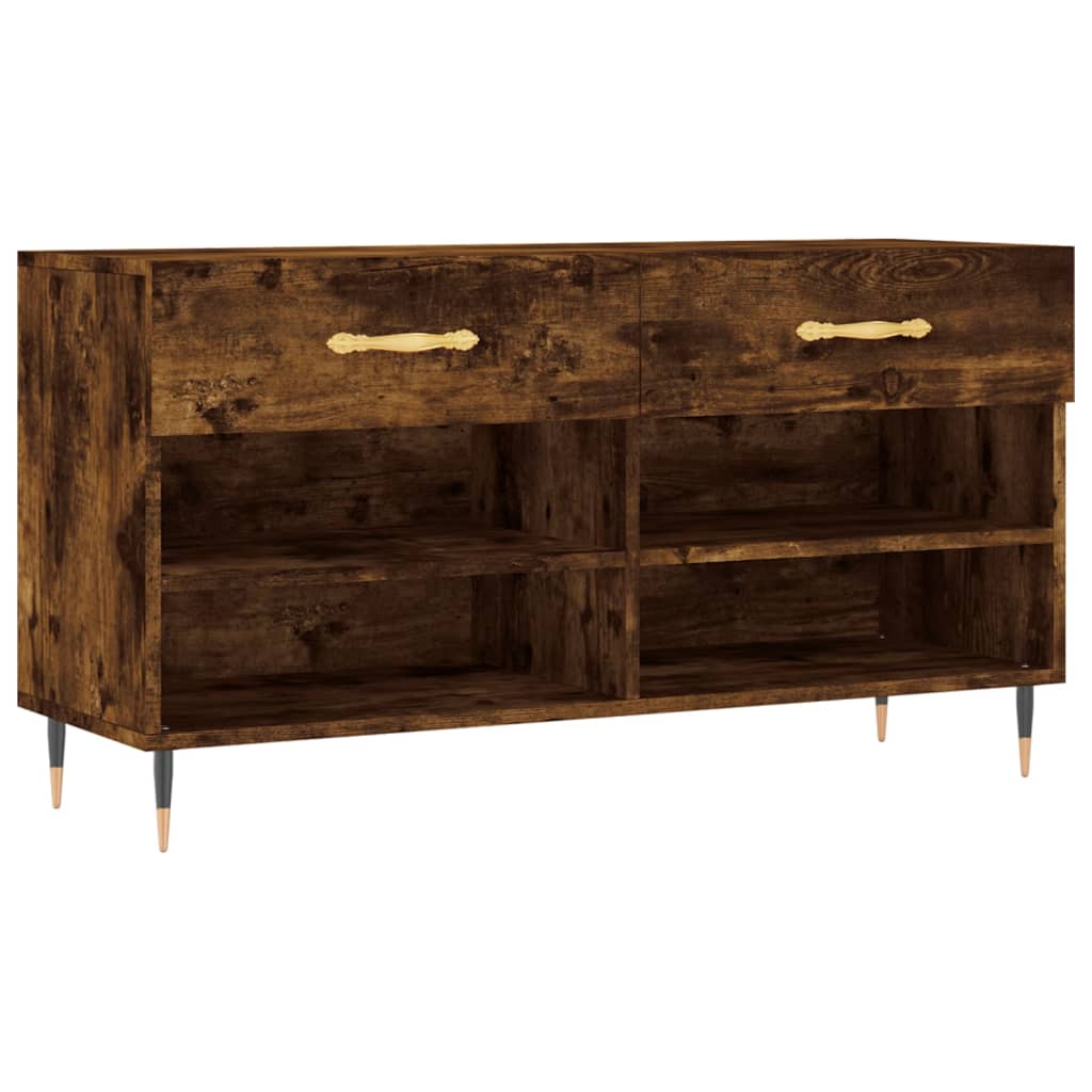 Vidaxl schoenenbank 102x35x55 cm bewerkt hout gerookt eikenkleurig