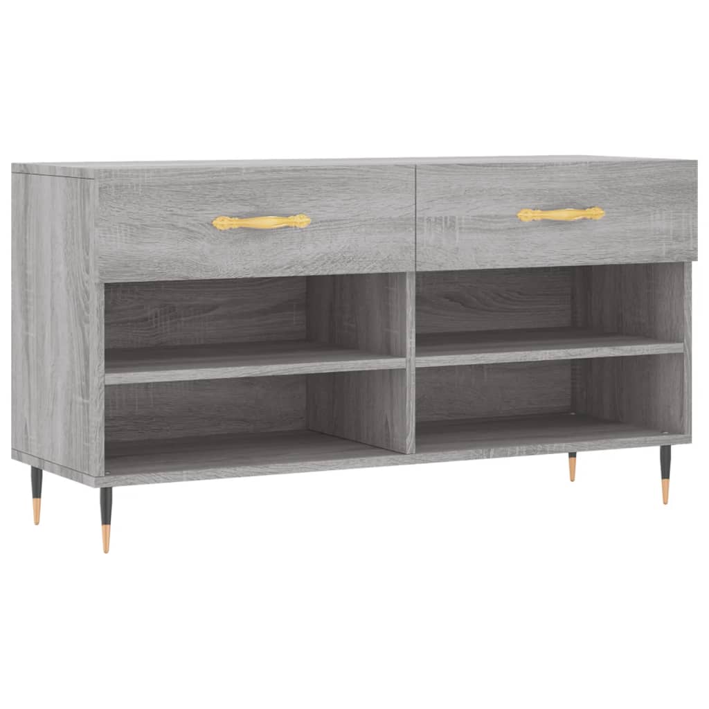 Vidaxl schoenenbank 102x35x55 cm bewerkt hout grijs sonoma eikenkleur