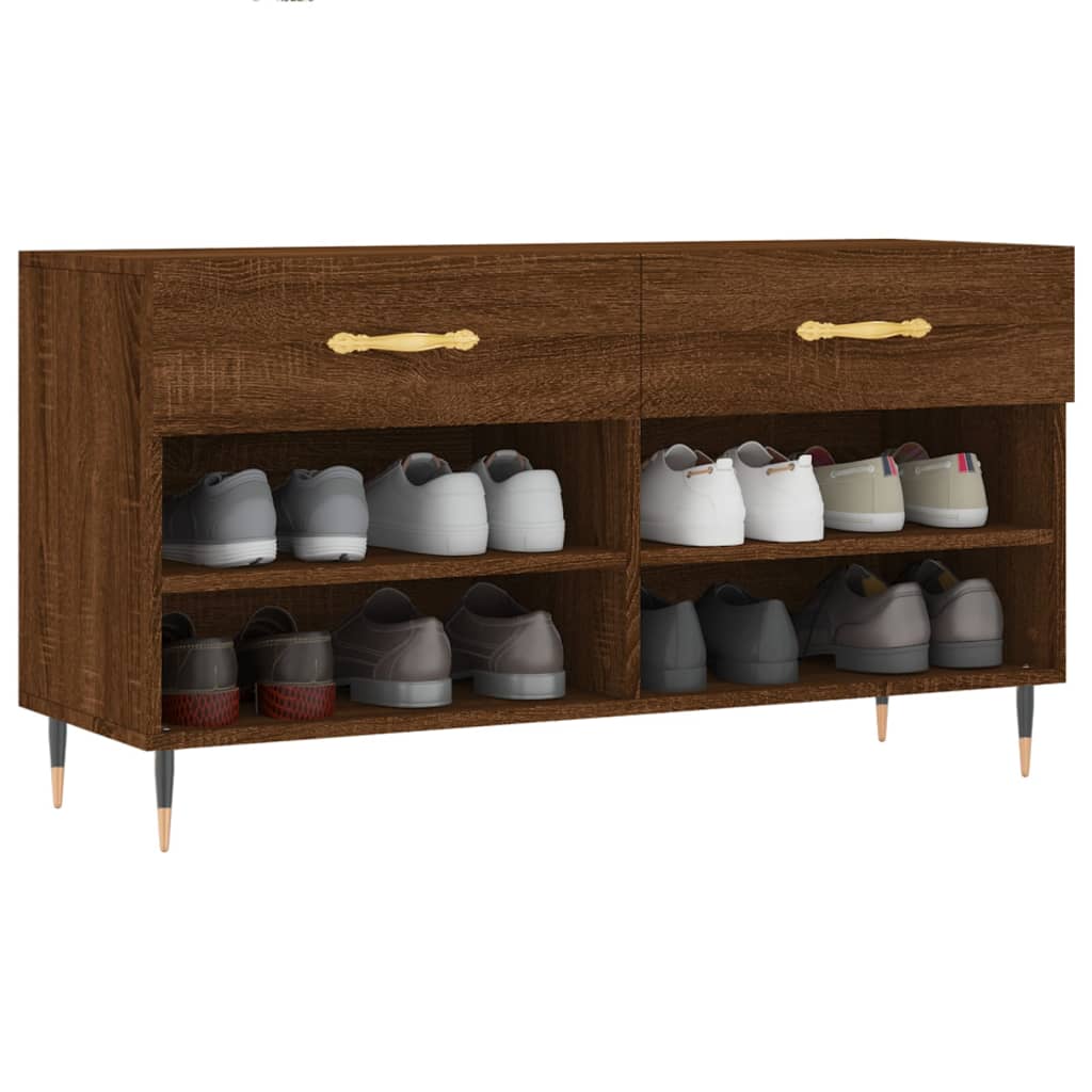 Vidaxl schoenenbank 102x35x55 cm bewerkt hout sonoma eikenkleurig