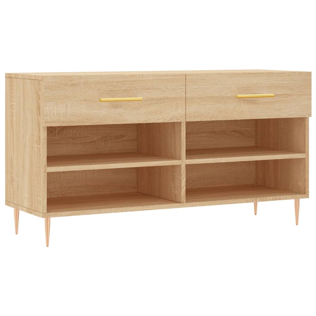 Vidaxl schoenenbank 102x35x55 cm bewerkt hout sonoma eikenkleurig