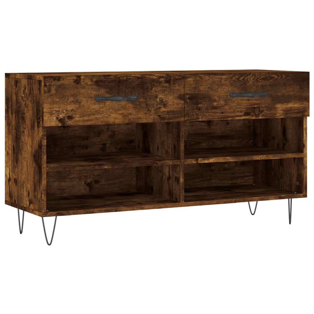 Vidaxl schoenenbank 102x35x55 cm bewerkt hout gerookt eikenkleurig