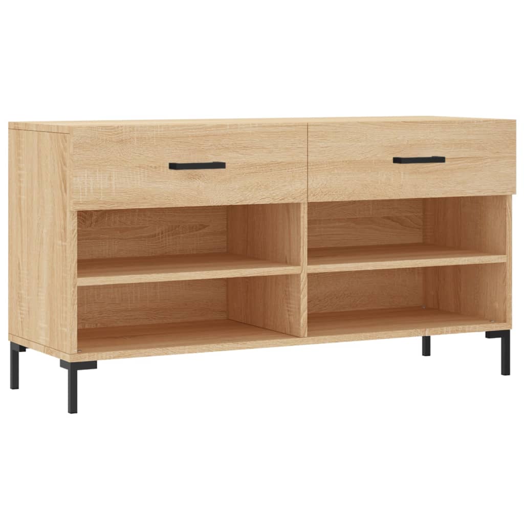 Vidaxl schoenenbank 102x35x55 cm bewerkt hout sonoma eikenkleurig