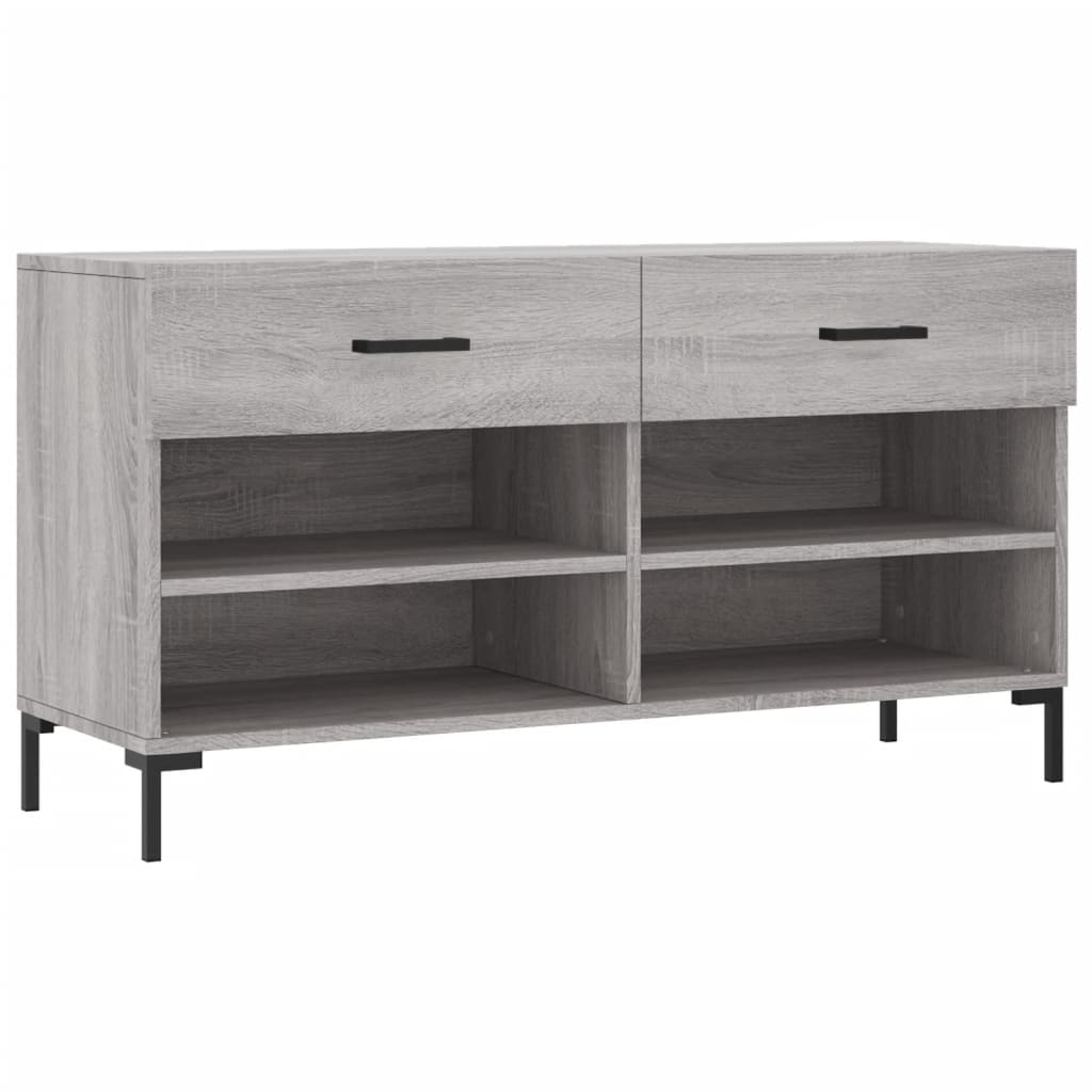 Vidaxl schoenenbank 102x35x55 cm bewerkt hout grijs sonoma eikenkleur